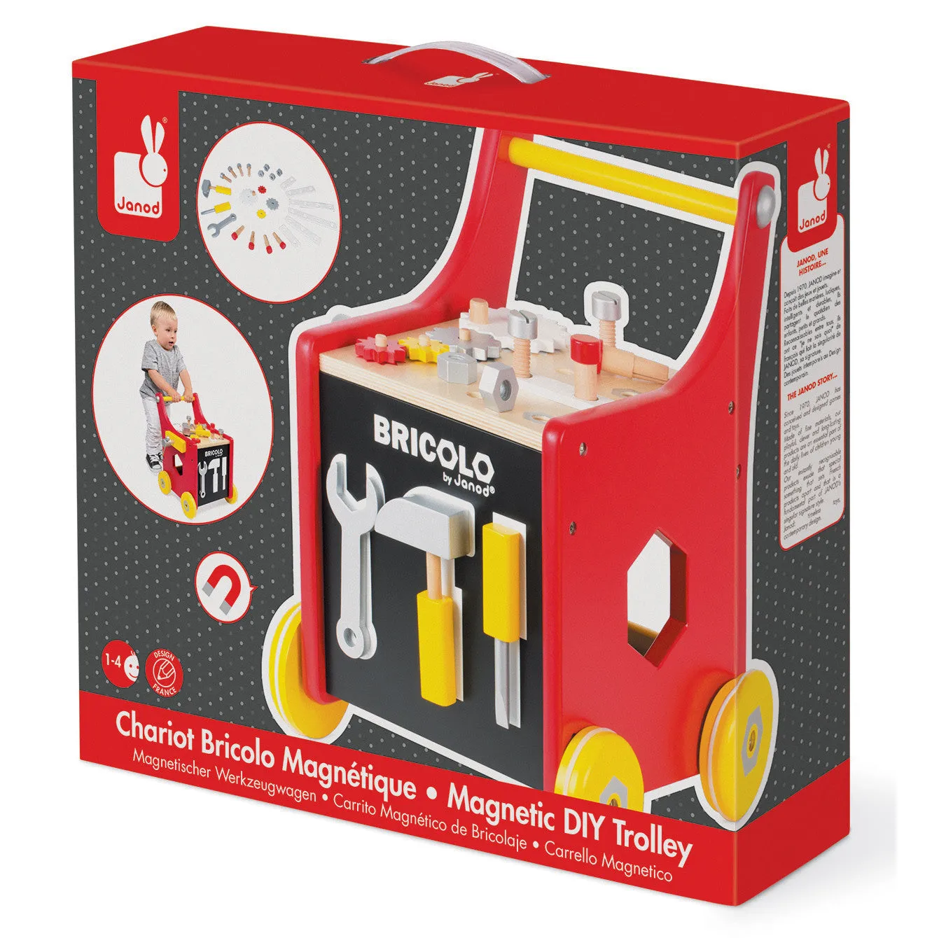 Janod Redmaster Bricolo DIY Magnetic Trolley