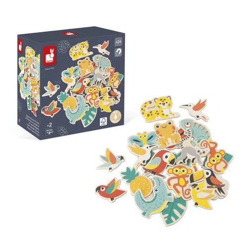 Janod Tropik - 24-Piece Tropical Magnets Set