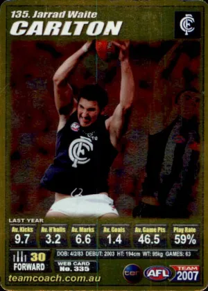 Jarrad Waite, Gold, 2007 Teamcoach AFL