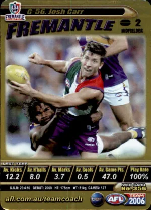 Josh Carr, Gold, 2006 Teamcoach AFL