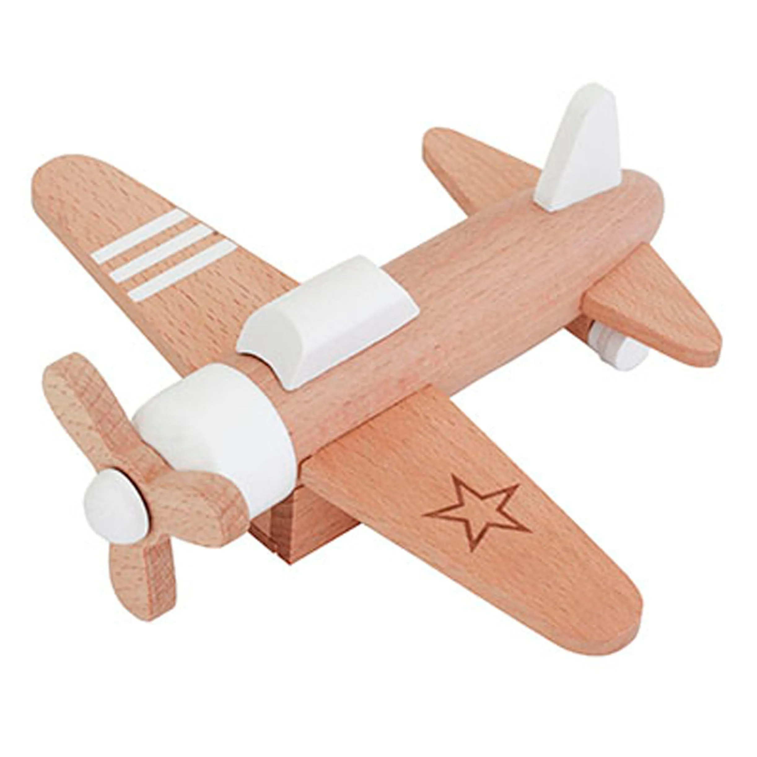 kiko  & gg* Hikoki Wooden Wind Up Propeller Plane White