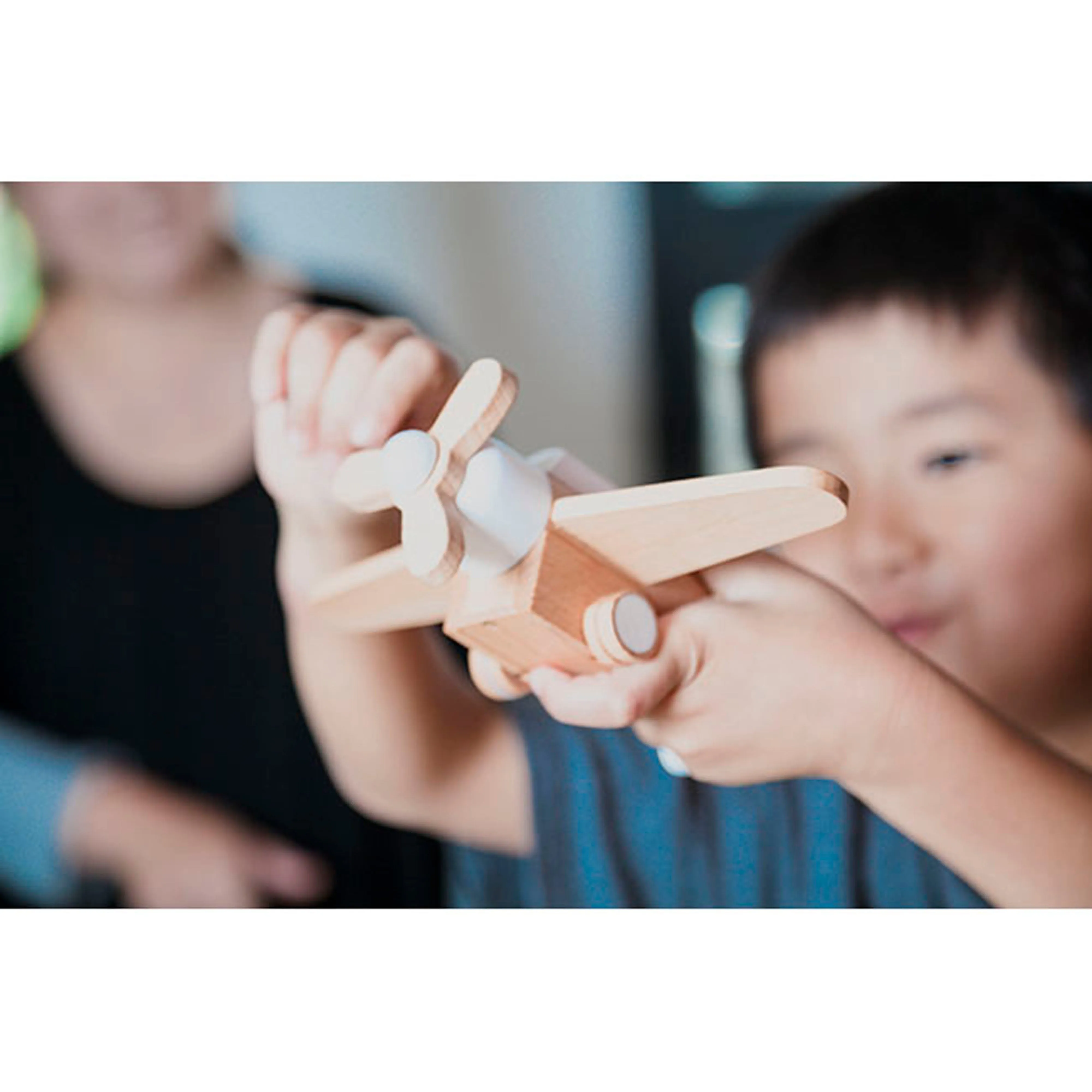kiko  & gg* Hikoki Wooden Wind Up Propeller Plane White