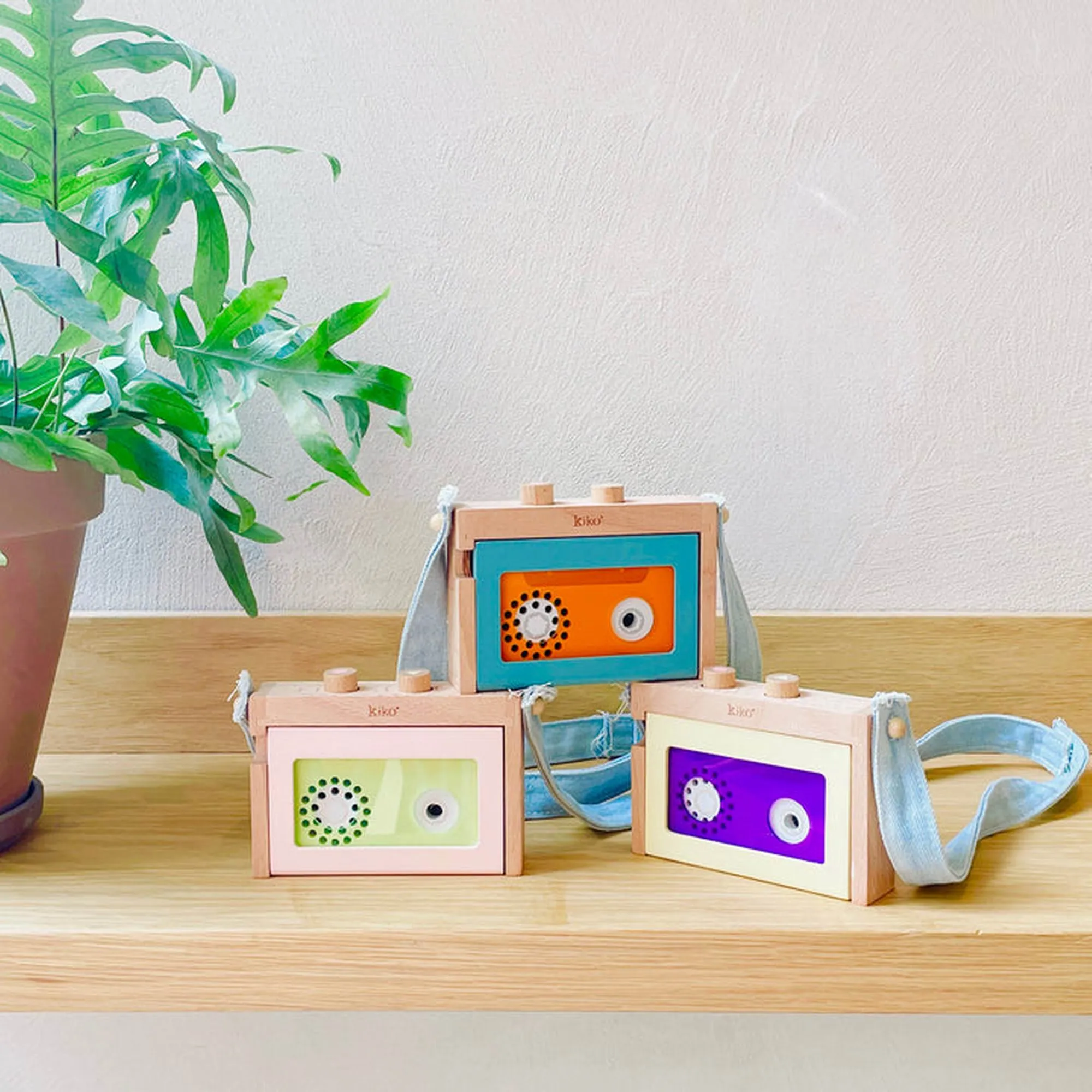 kiko  & gg* Kiko  Mini Tape Recorder Pink Wooden Toy