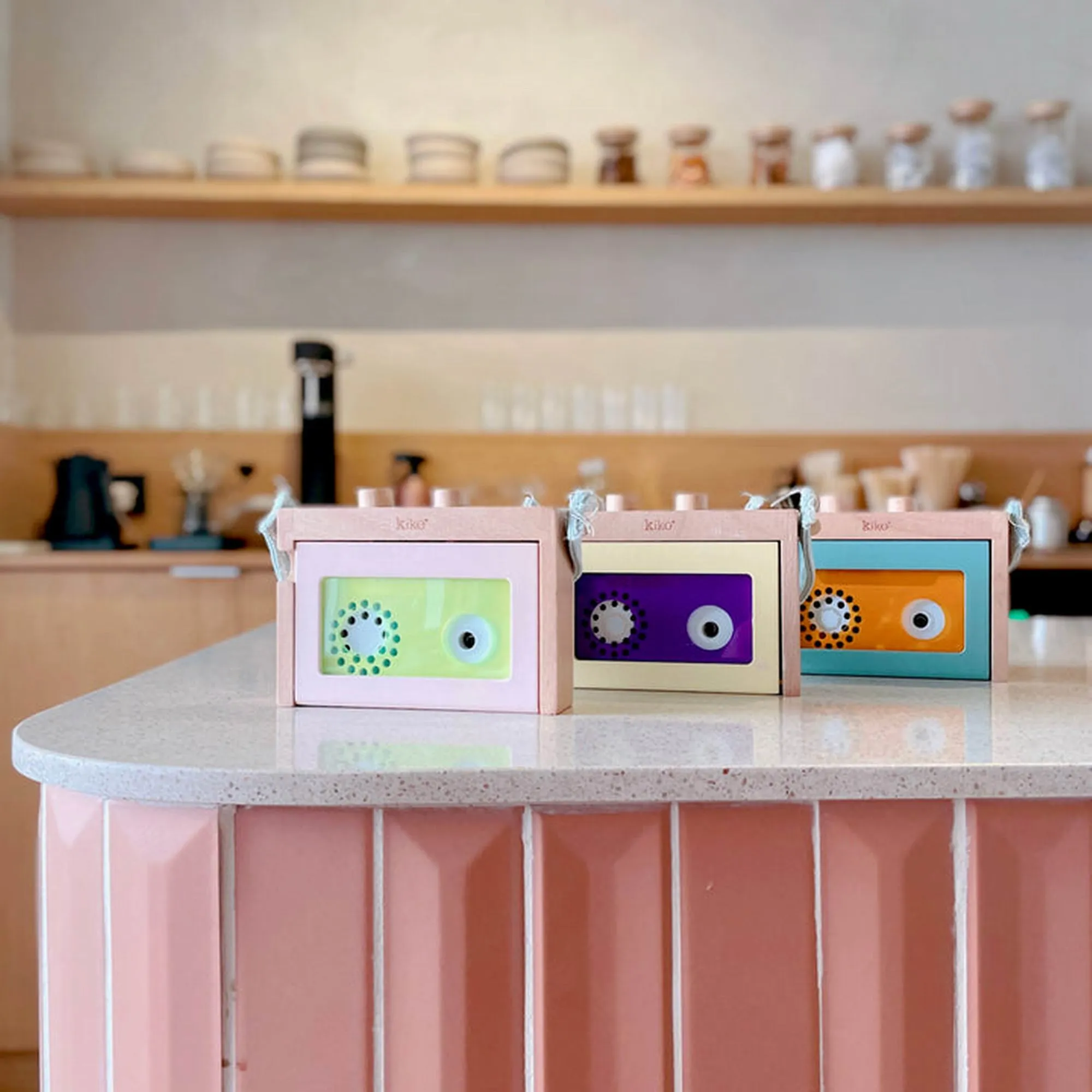 kiko  & gg* Kiko  Mini Tape Recorder Pink Wooden Toy