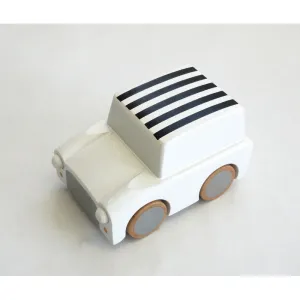 kiko  & gg* Kuruma Classic Wooden Wind Up Car Stripes/ Whites