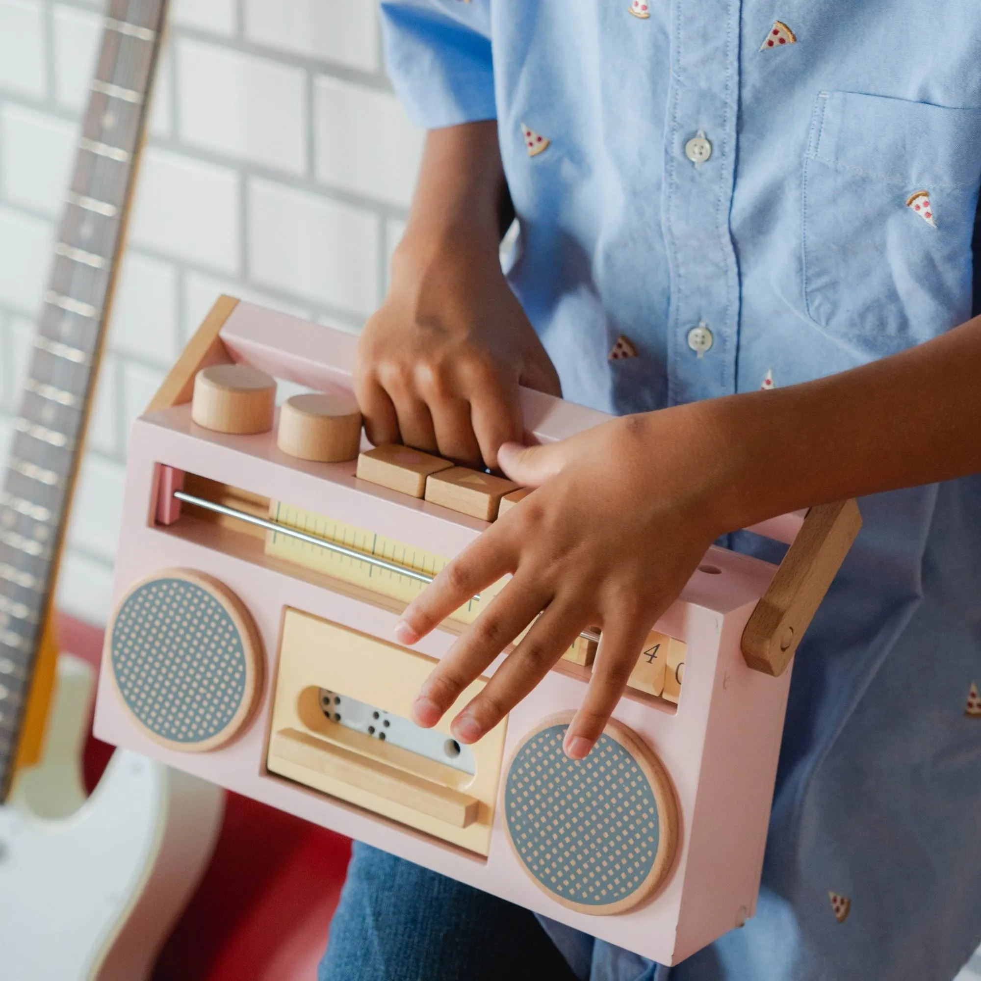kiko  & gg* Tape Recorder – Wooden Toy Recorder- (Pink)