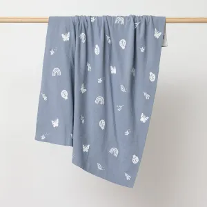 Knitted Heirloom Blanket | Enchanted Garden | Sky Blue