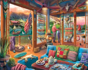 Lakeside Cabin (1670pz) - 1000 Piece Jigsaw Puzzle White Mountain