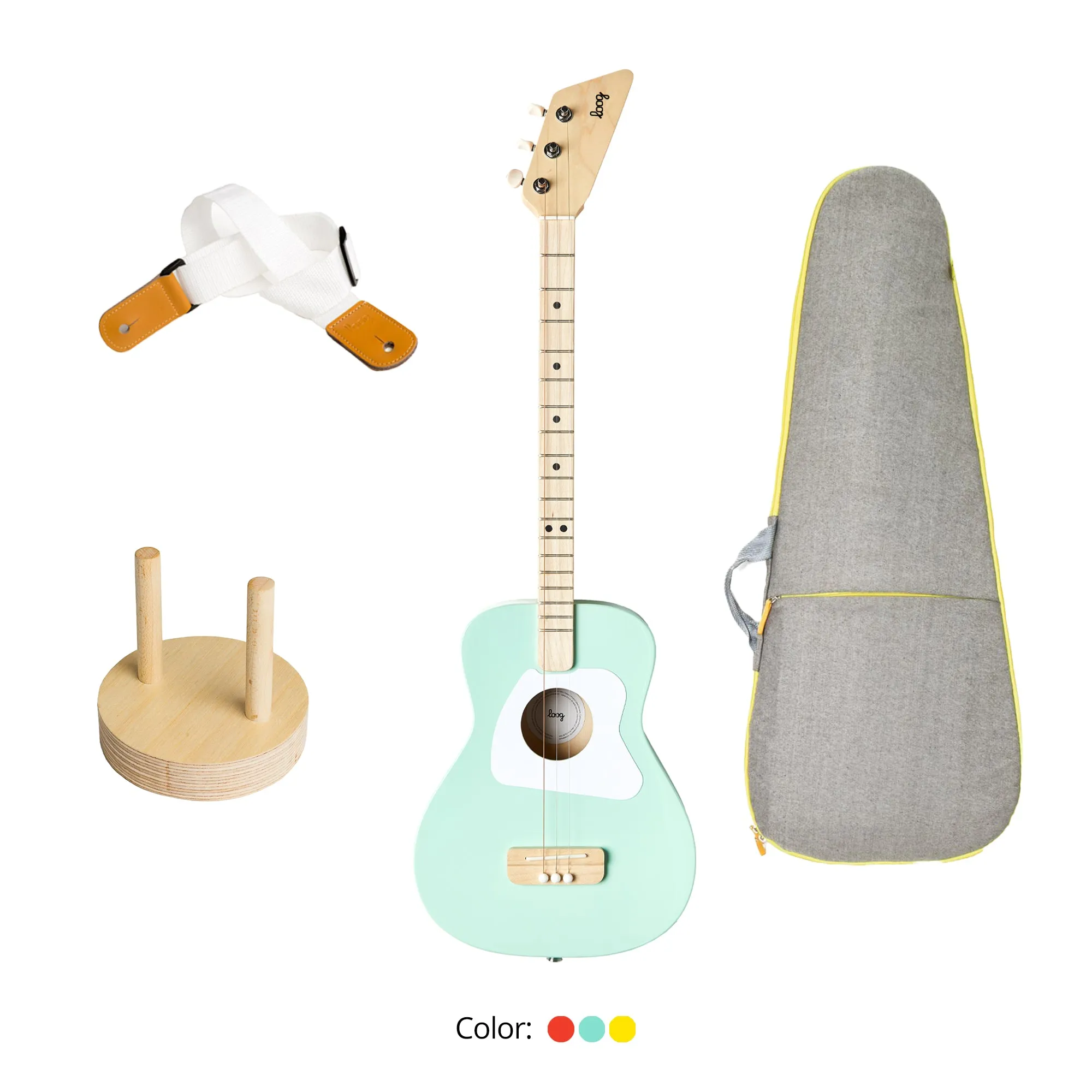 Loog Pro Acoustic Guitar Bundle with Bag, Strap and Wall Hanger (Includes FREE App, Flashcards & Chord Diagram)