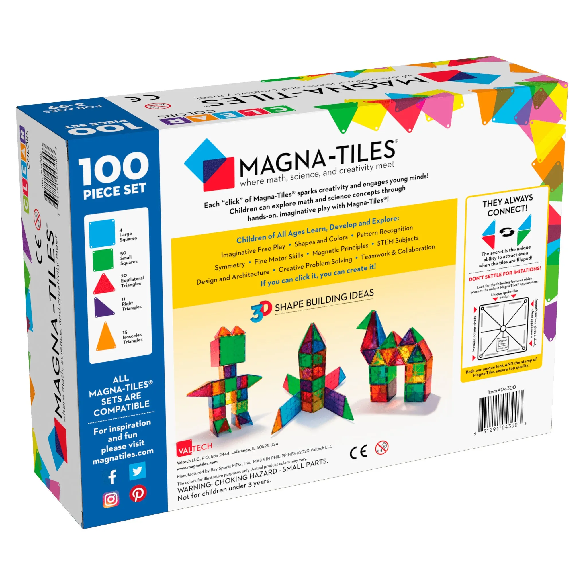 MAGNA-TILES Classic Clear Colors 100-Piece Set