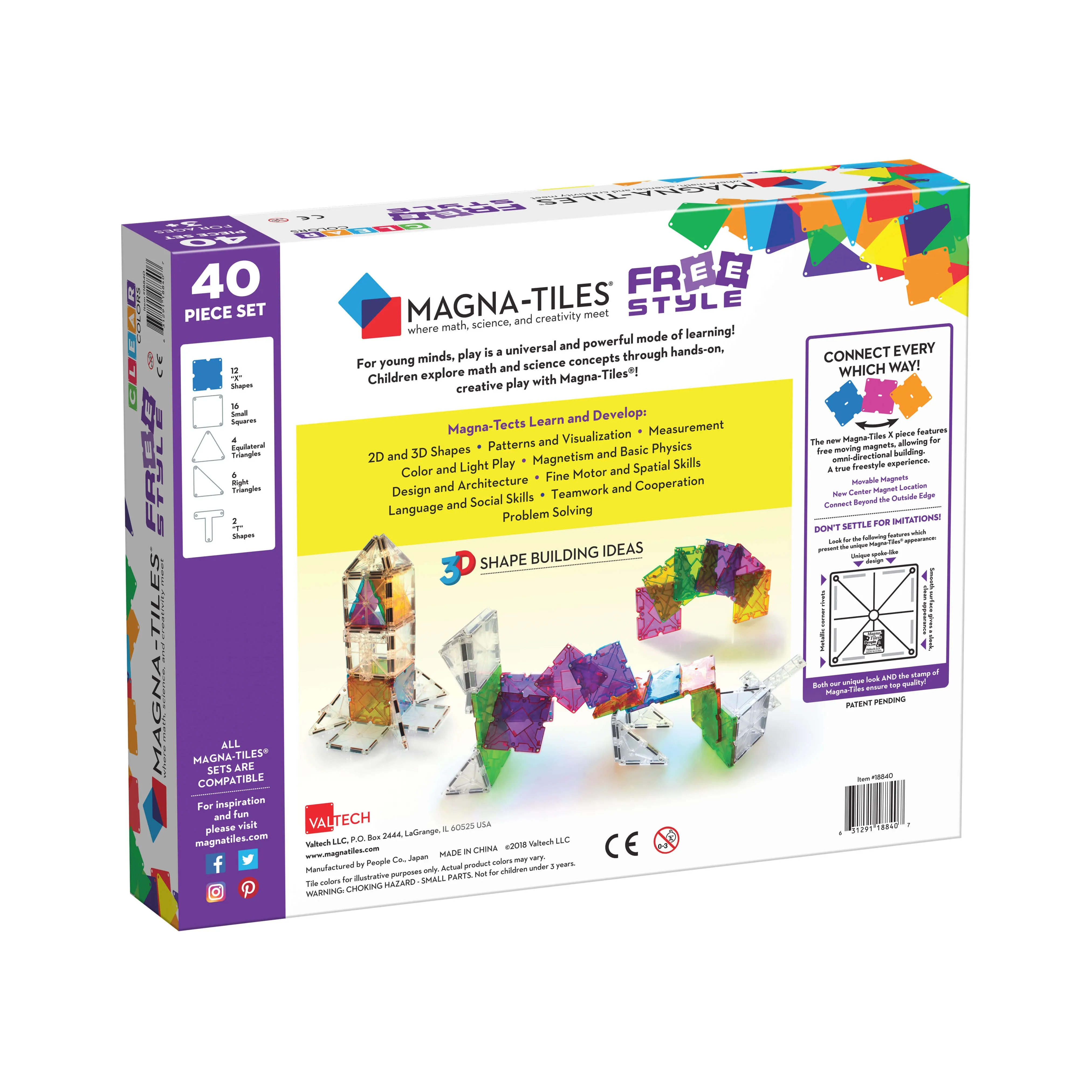 MAGNA-TILES Classic Freestyle 40-Piece Set