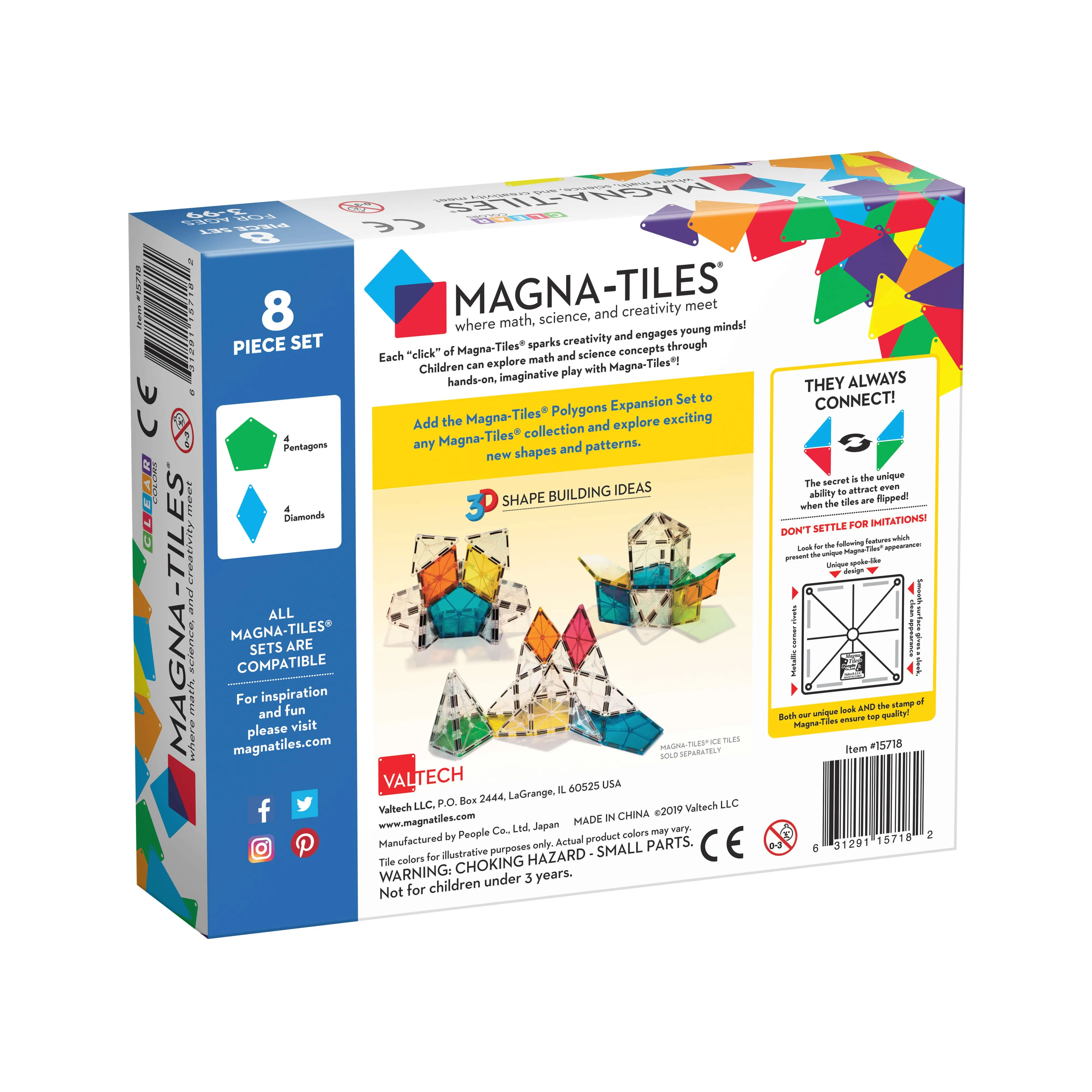 MAGNA-TILES Classic Polygons 8-Piece Expansion Set