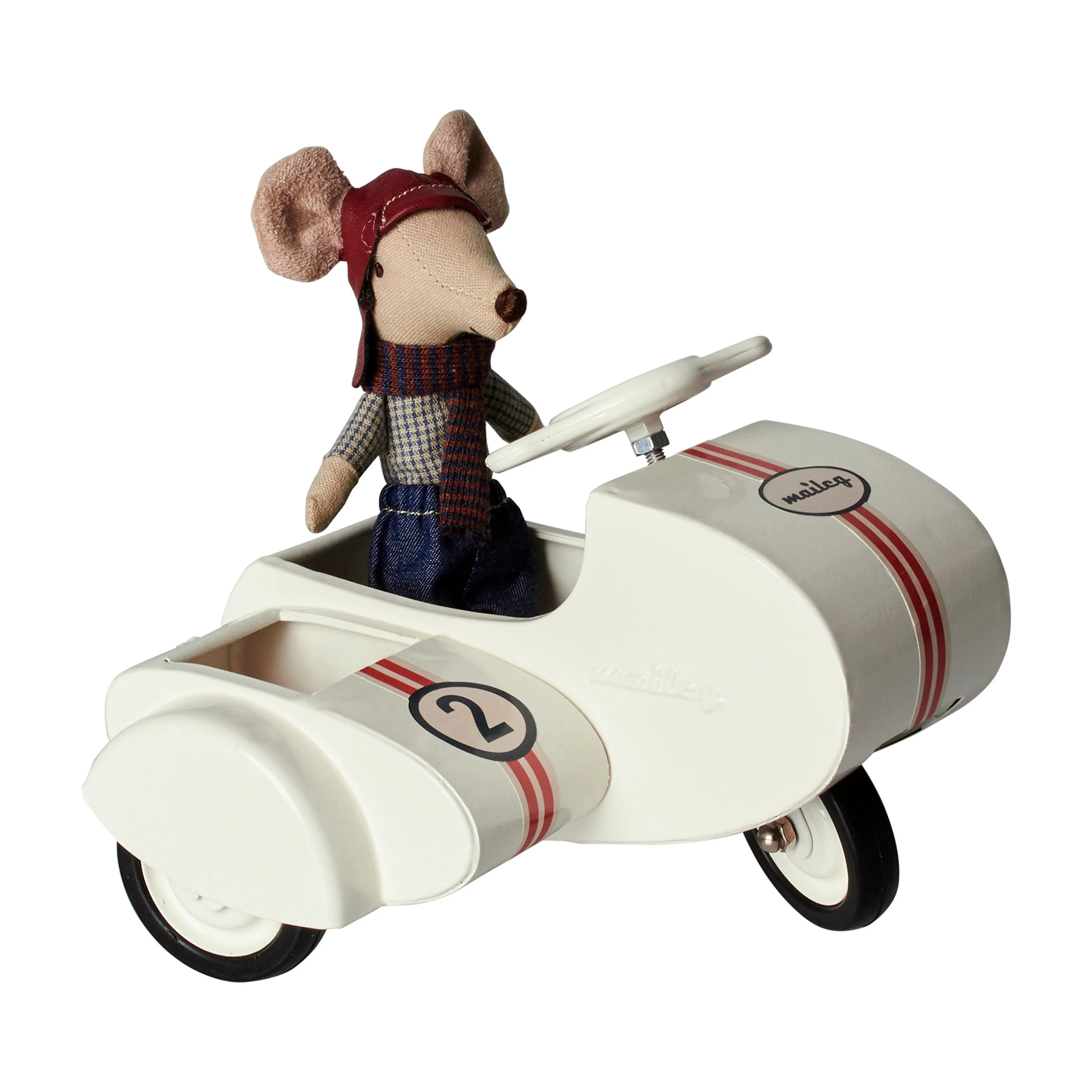 Maileg Scooter with Sidecar Metal White