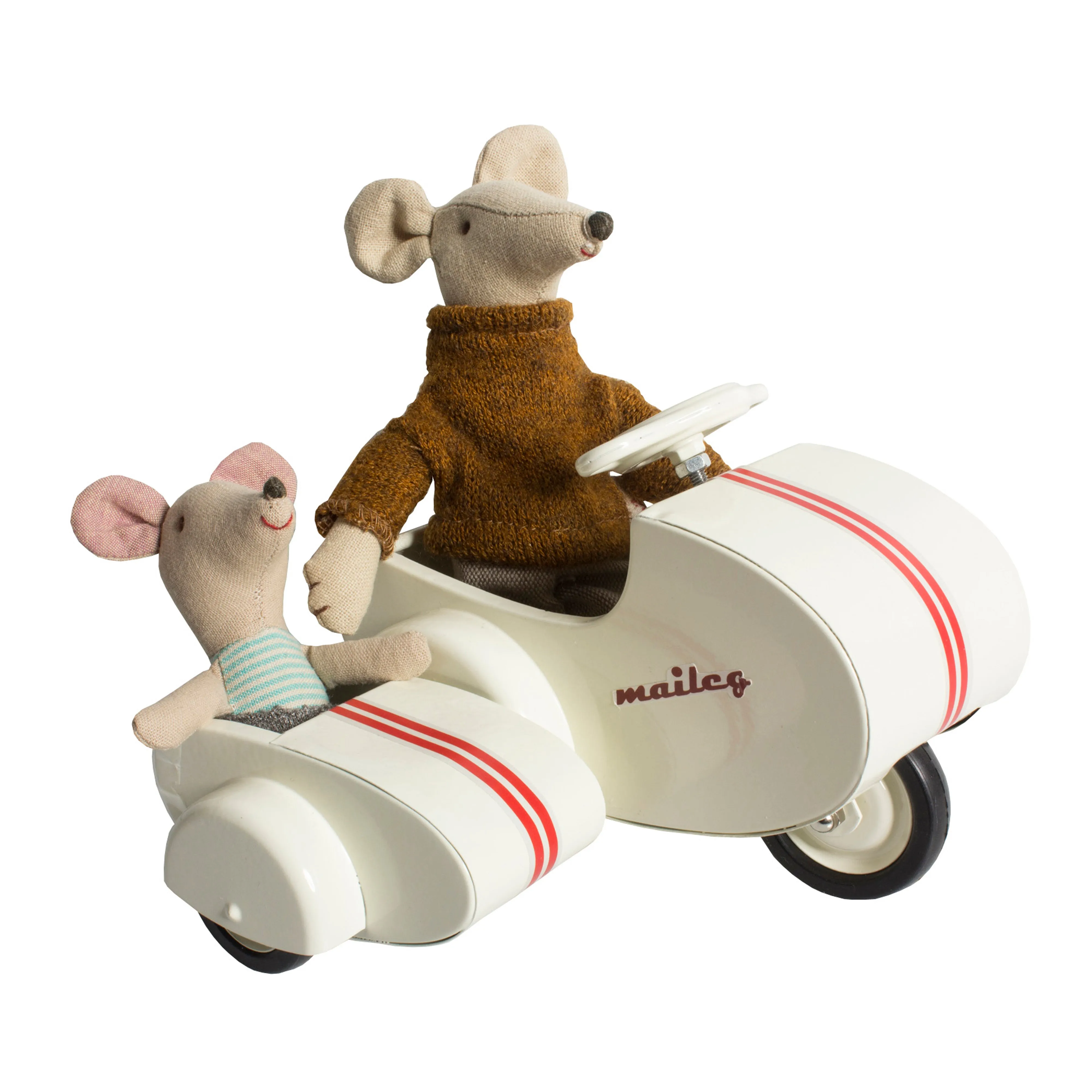 Maileg Scooter with Sidecar Metal White