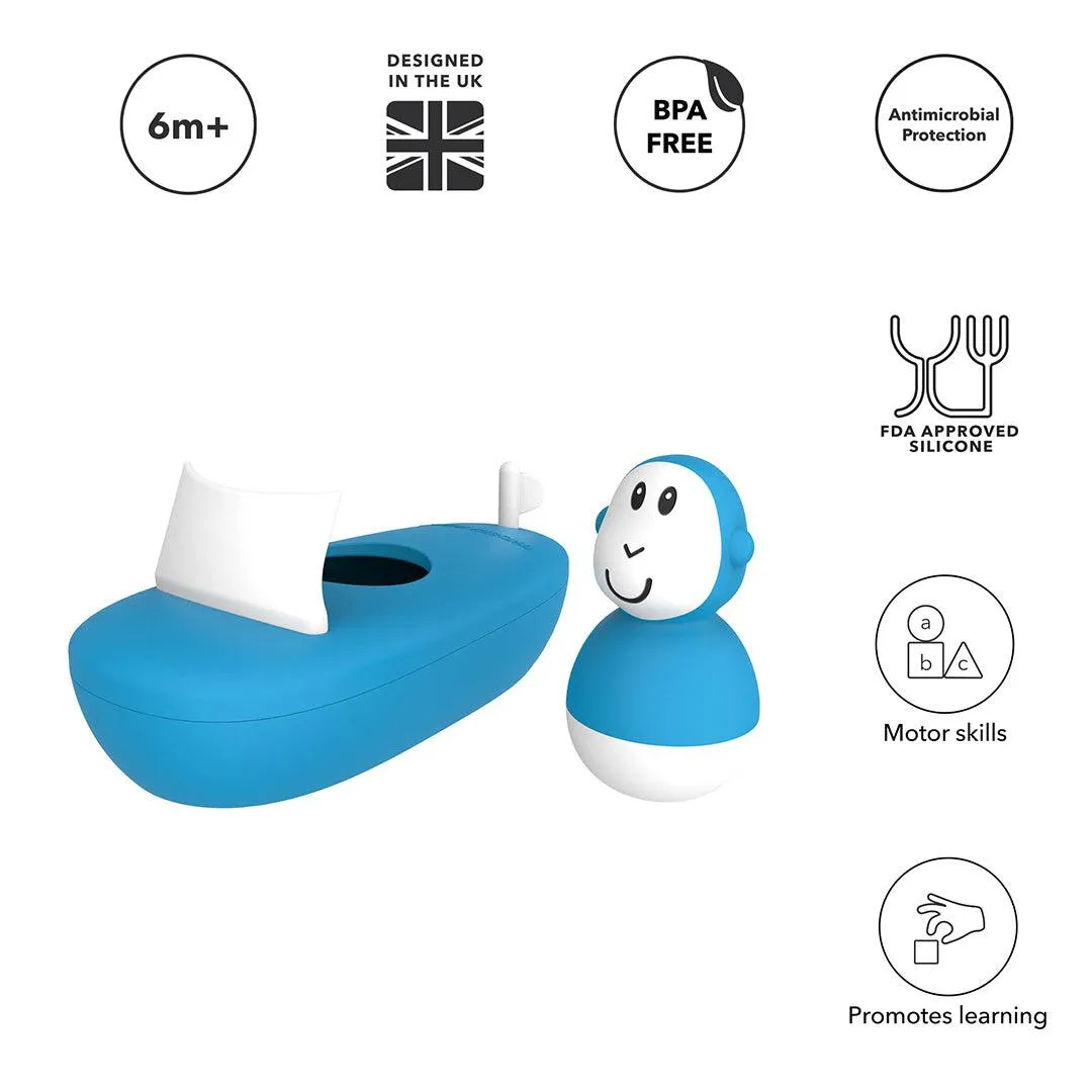 MatchStick Monkey Bathtime Boat Set - Blue