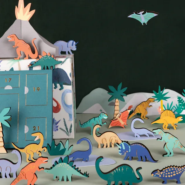 Meri Meri Christmas | Advent Calender | Wooden Dinosaur in Suitcase
