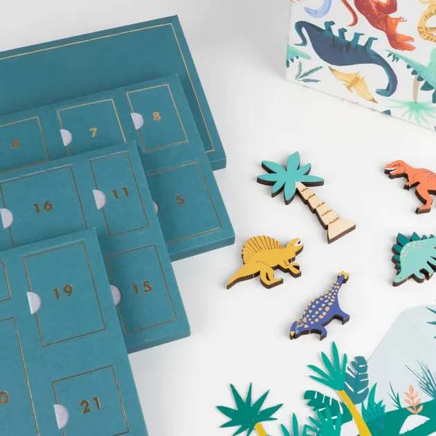 Meri Meri Christmas | Advent Calender | Wooden Dinosaur in Suitcase