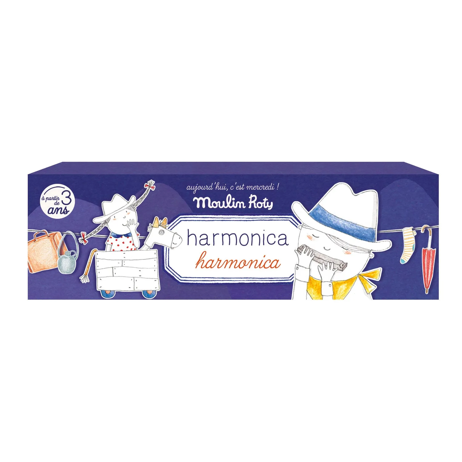 Moulin Roty Aujourd'hui C'est Mercredi Metal Harmonica in Gift Box Packed