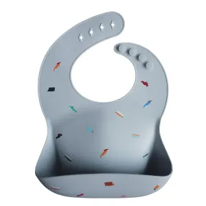Mushie Silicone Baby Bib | Retro Cars Blue