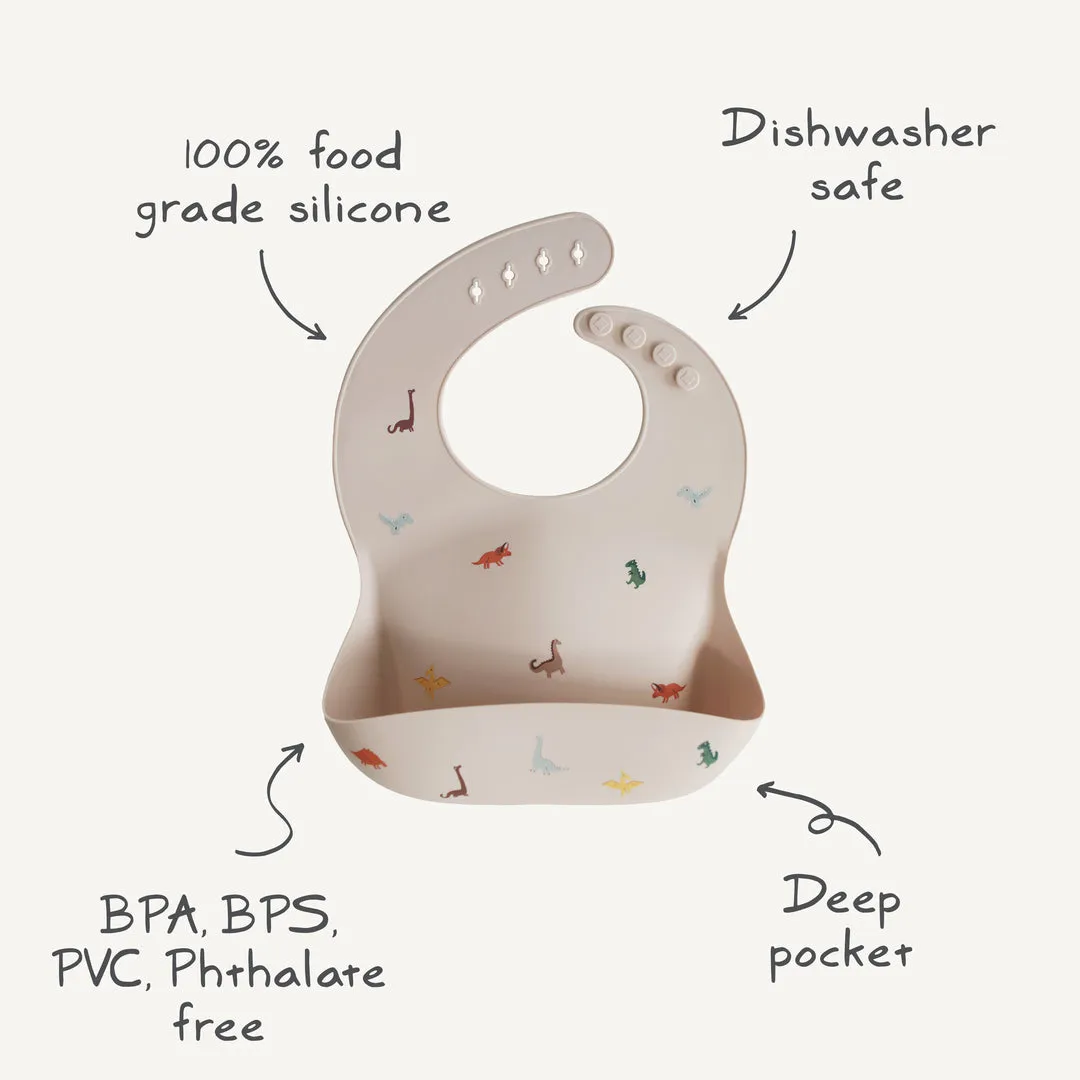 Mushie Silicone Baby Bib | Retro Cars Blue