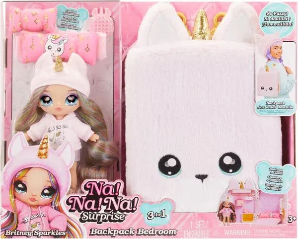 Na! Na! Na! Surprise 3-in-1 Backpack Bedroom Unicorn Playset- Britney Sparkles