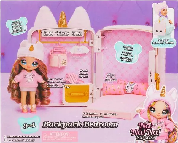 Na! Na! Na! Surprise 3-in-1 Backpack Bedroom Unicorn Playset- Britney Sparkles