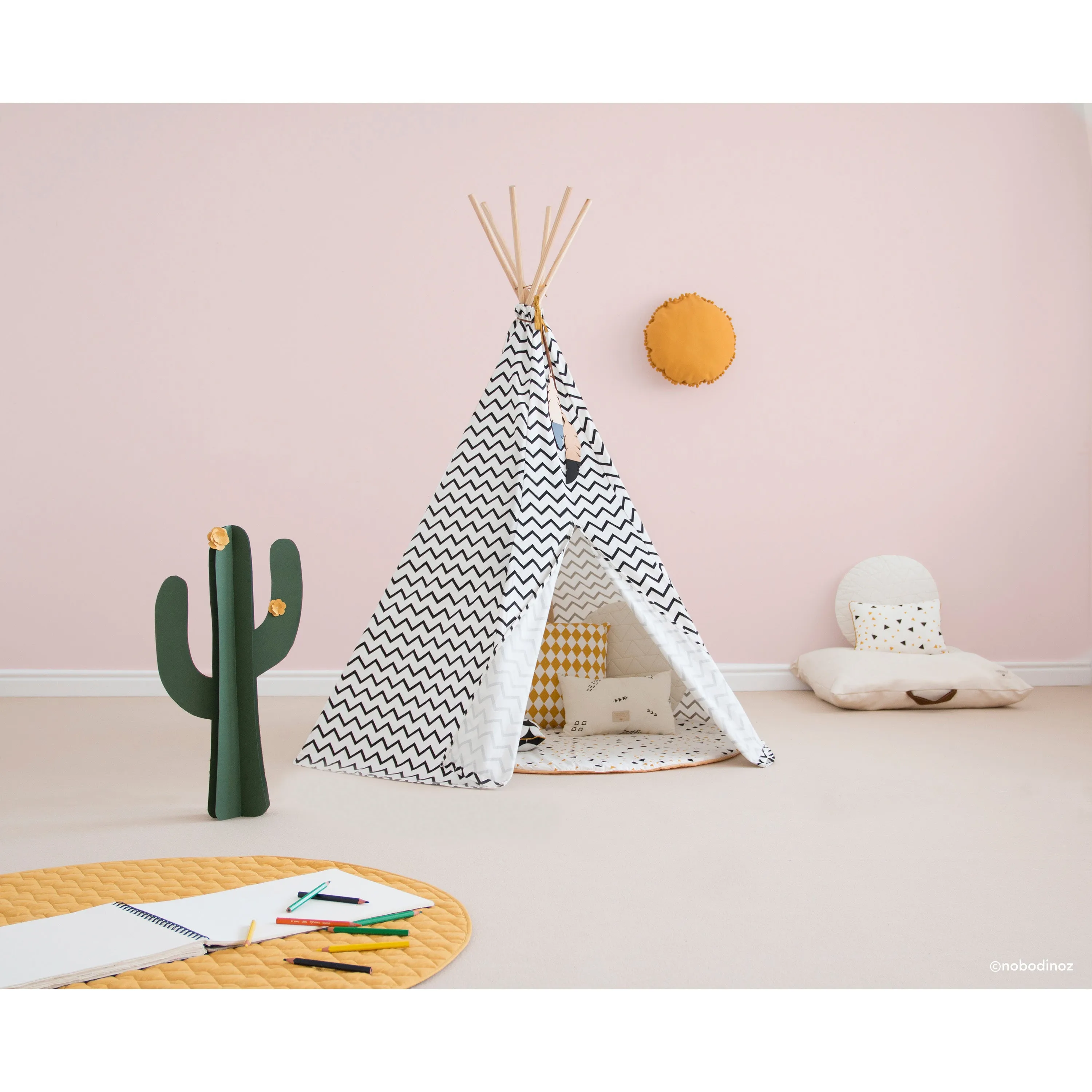 nobodinoz Phoenix Teepee Gold Stella/Dream Pink