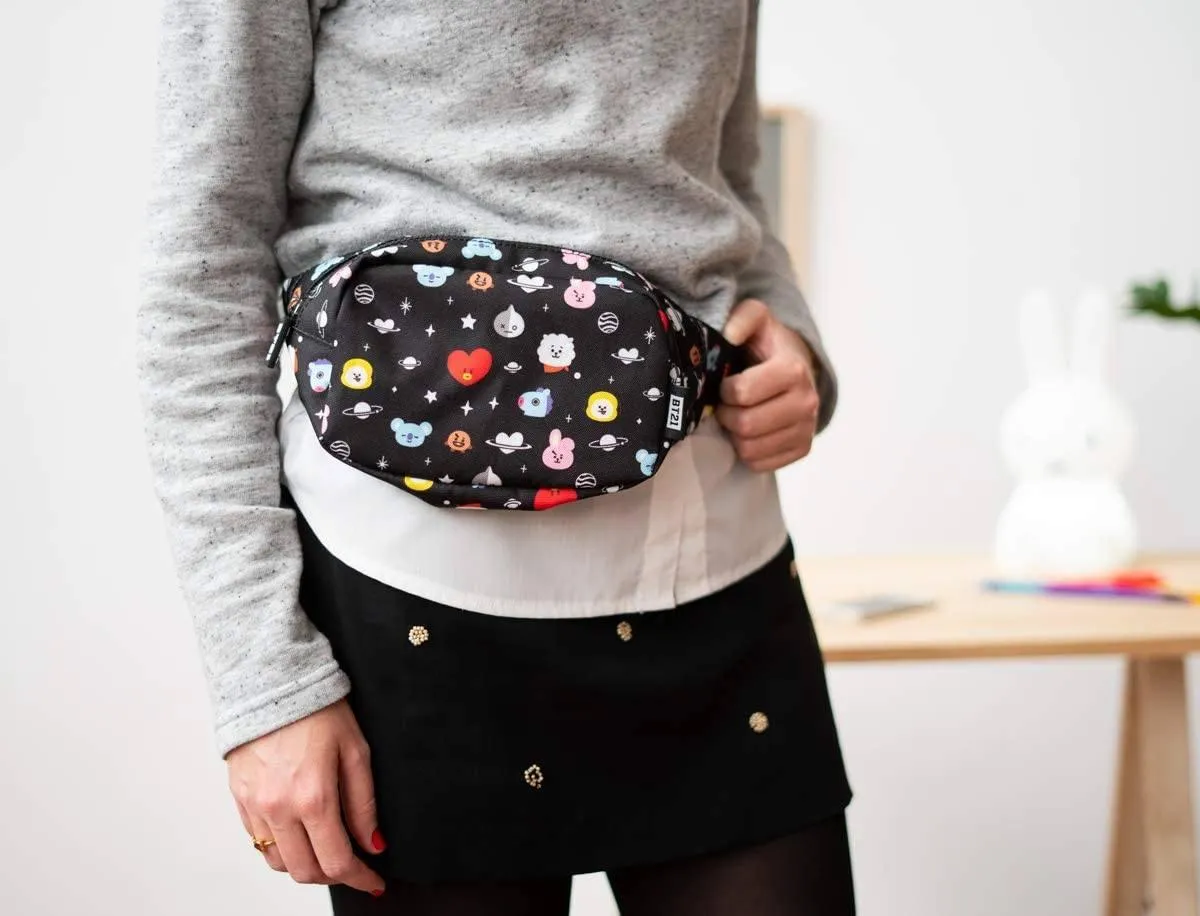 Official Licensed BT21 Adjustable Bumbag - Black Waist Bag