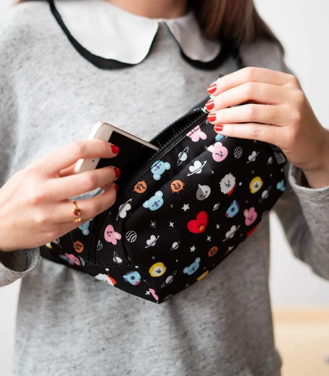 Official Licensed BT21 Adjustable Bumbag - Black Waist Bag