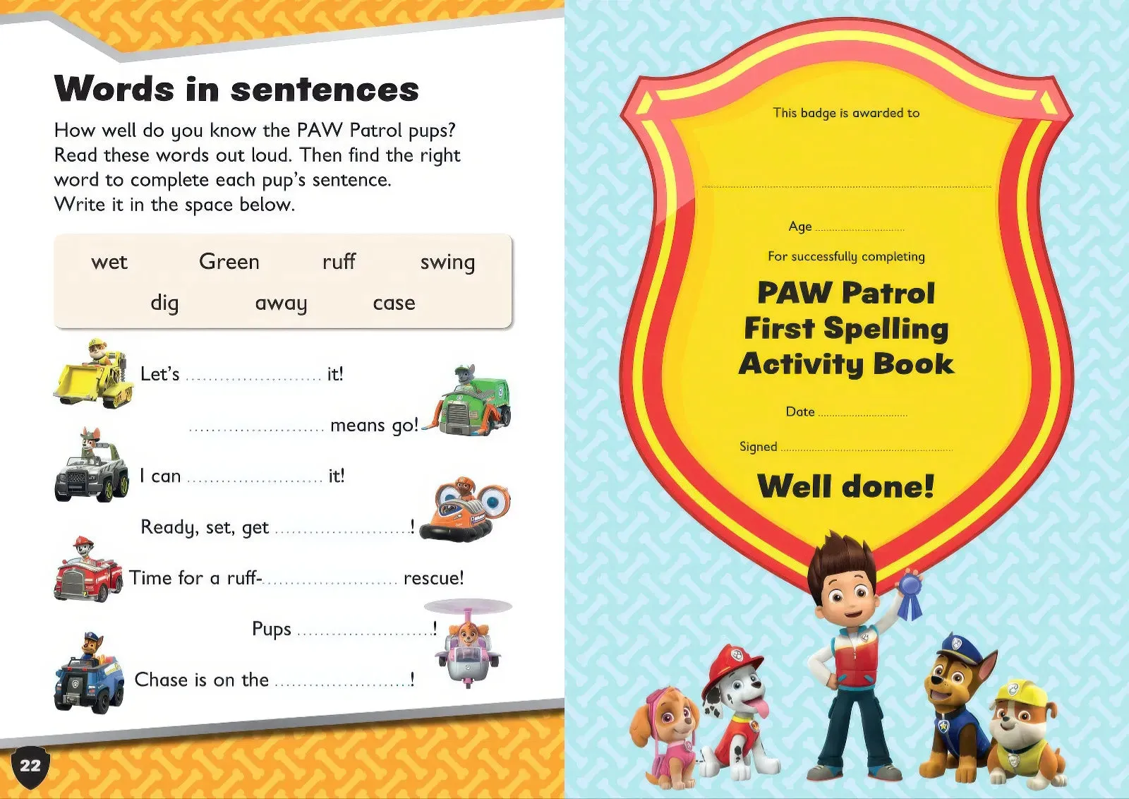 PAW Patrol First Spelling Activity Book