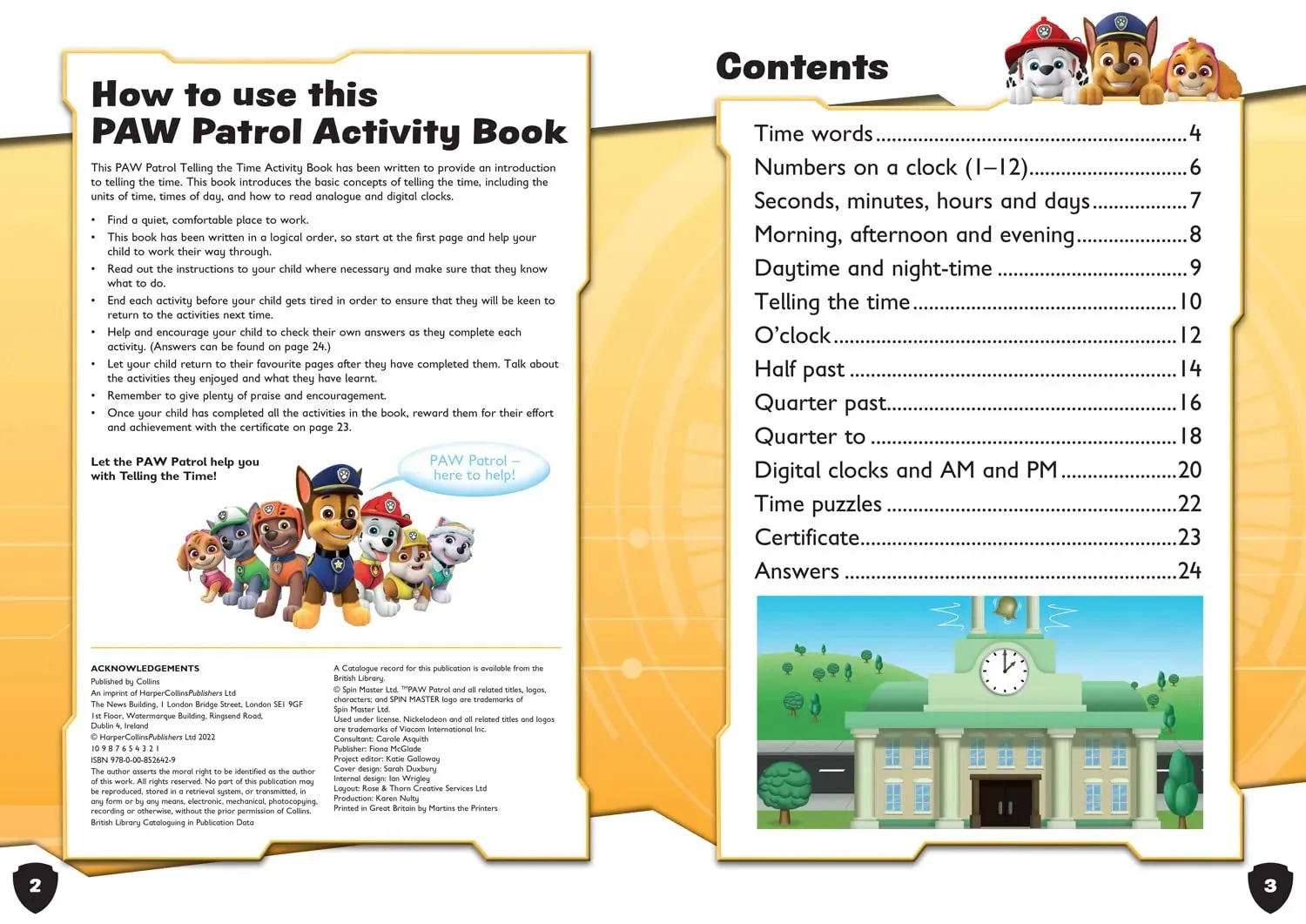 PAW Patrol Telling the Time Activity Book