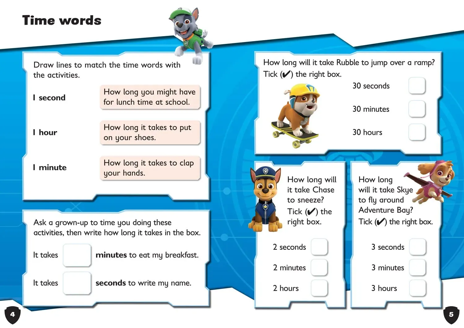 PAW Patrol Telling the Time Activity Book