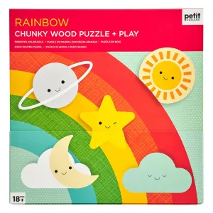 Petit Collage Chunky Wood Puzzle   Play Rainbow