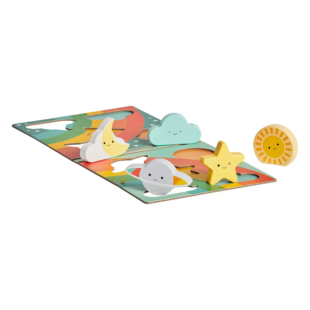 Petit Collage Chunky Wood Puzzle   Play Rainbow
