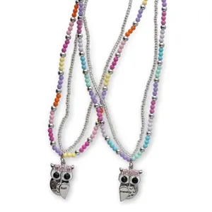 Pink Poppy Best Friends Owl Necklace Set