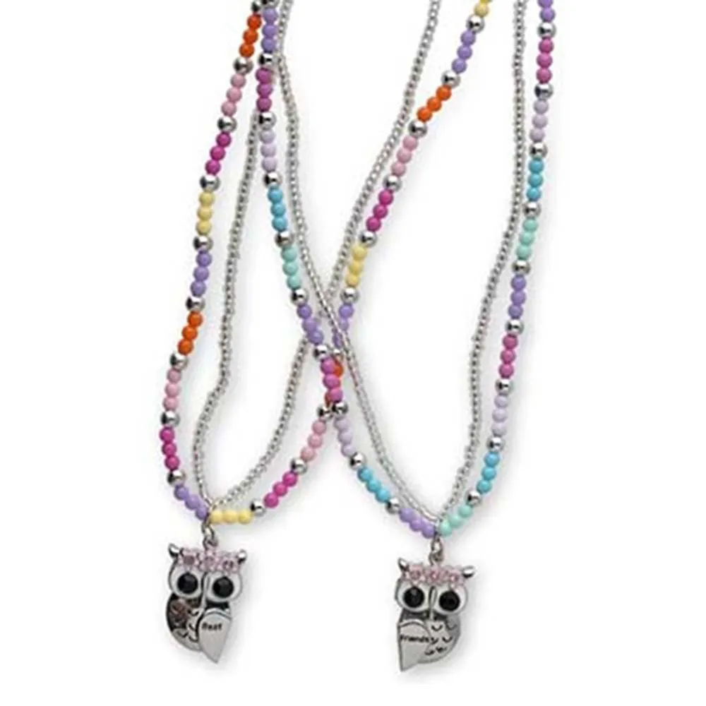 Pink Poppy Best Friends Owl Necklace Set