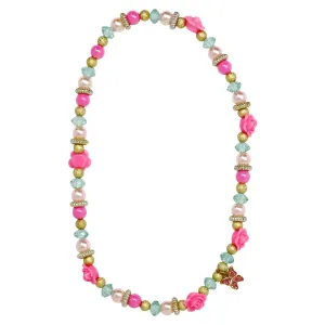 Pink Poppy Butterfly Flower Necklace