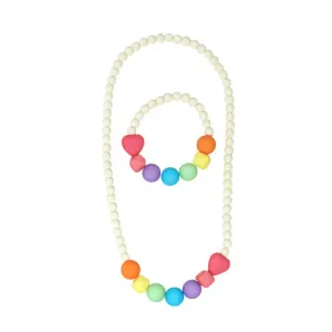 Pink Poppy Over The Rainbow Necklace & Bracelet Set