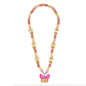 Pink Poppy Rainbow Butterfly Necklace