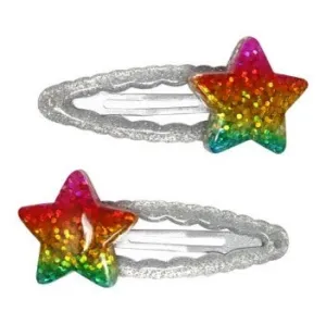 Pink Poppy Rainbow Star Sparkly Hair Clip