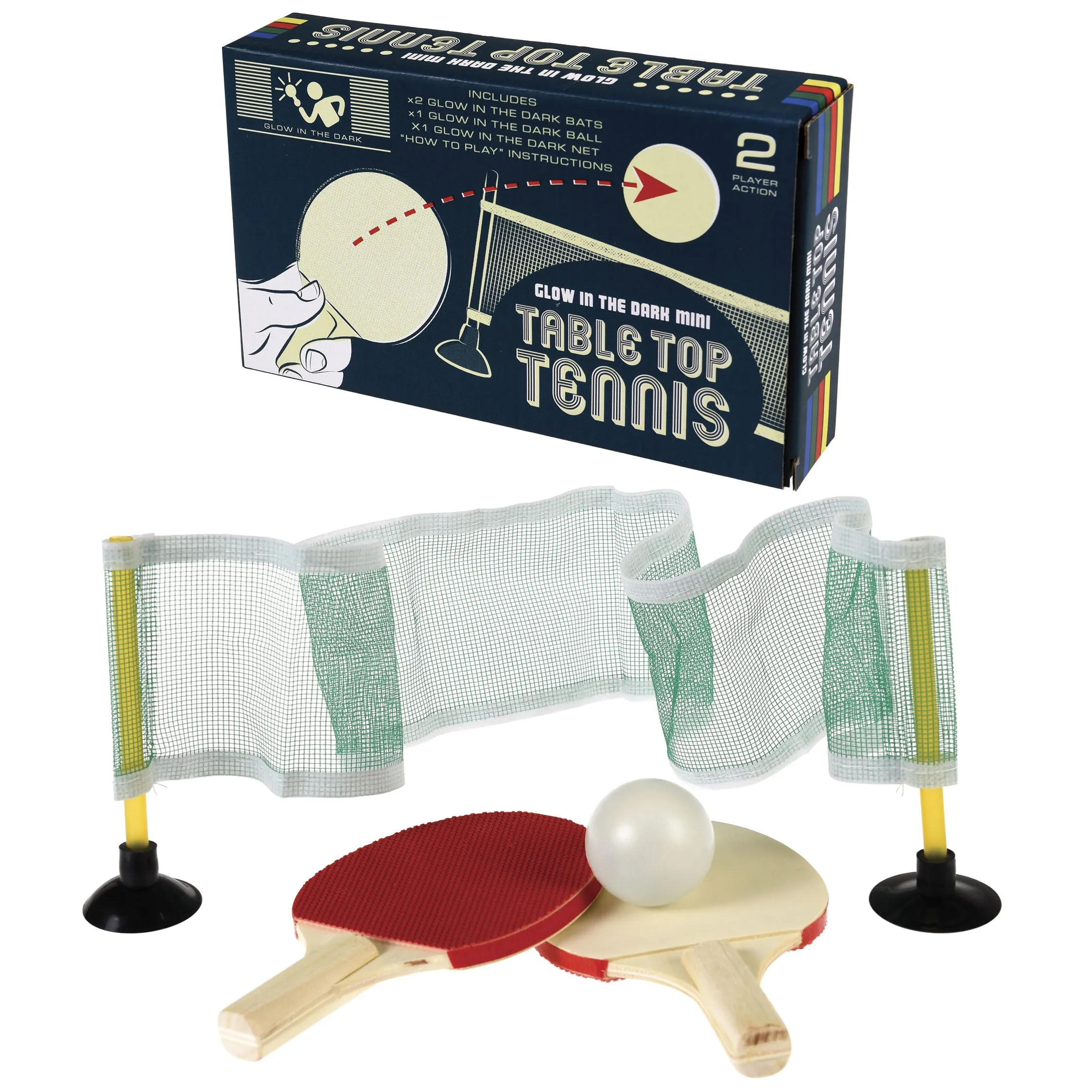 Rex Glow in the Dark Table Mini Tennis Set