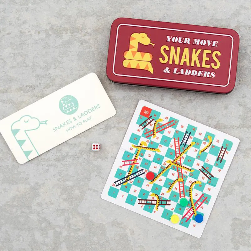 Rex Travel Snakes and Ladders Game in A Tin