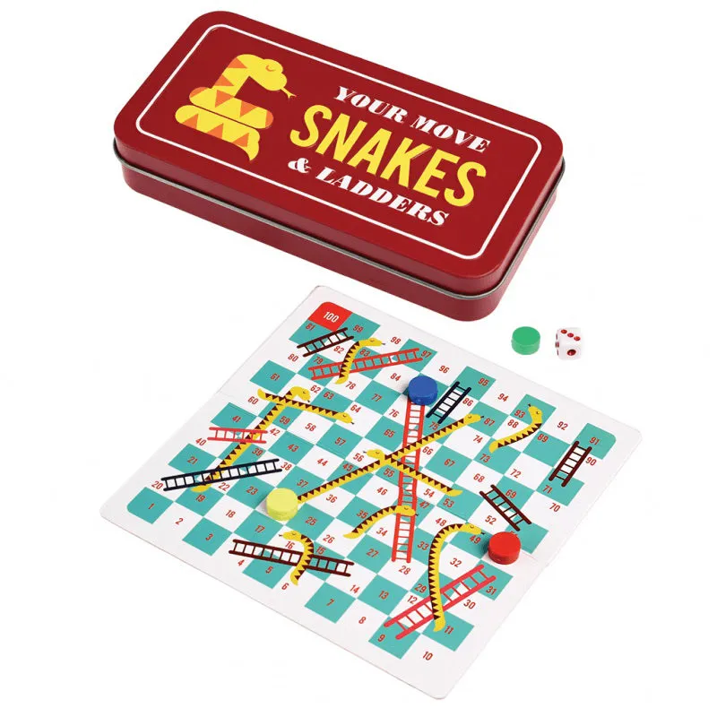 Rex Travel Snakes and Ladders Game in A Tin