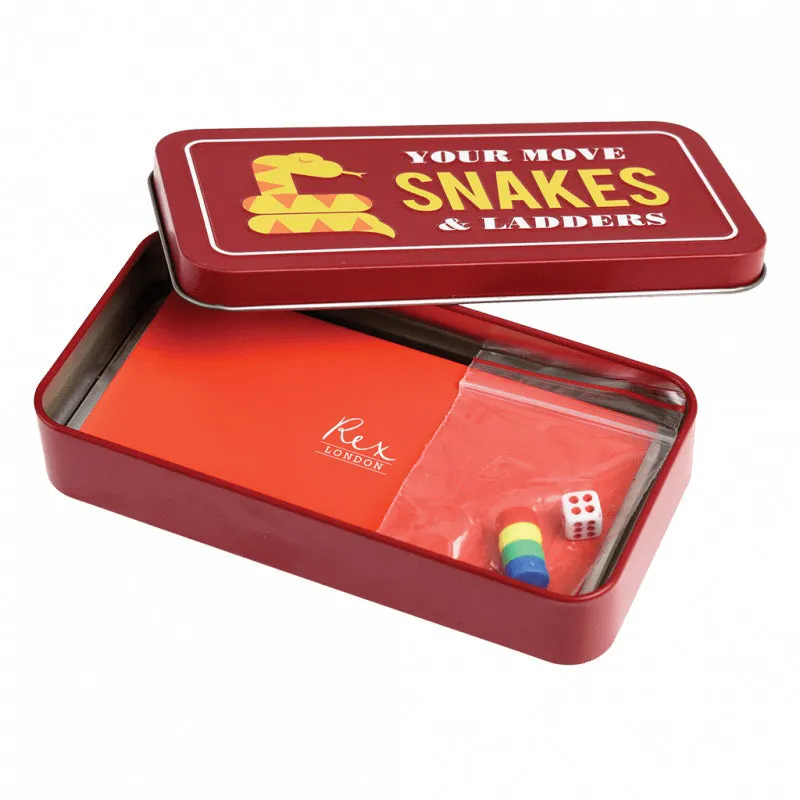 Rex Travel Snakes and Ladders Game in A Tin