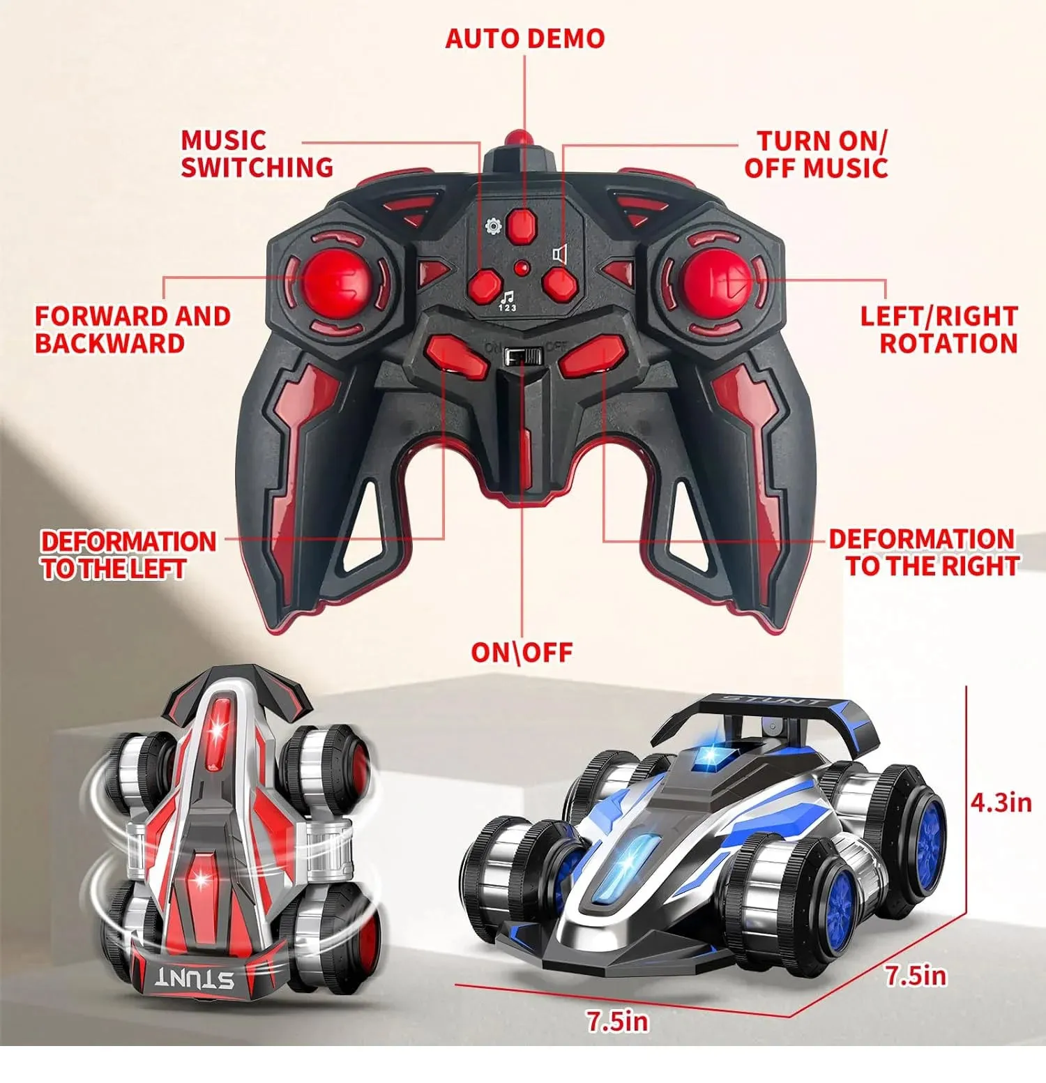 Rolling RC Drifting Stunt Car with Lights
