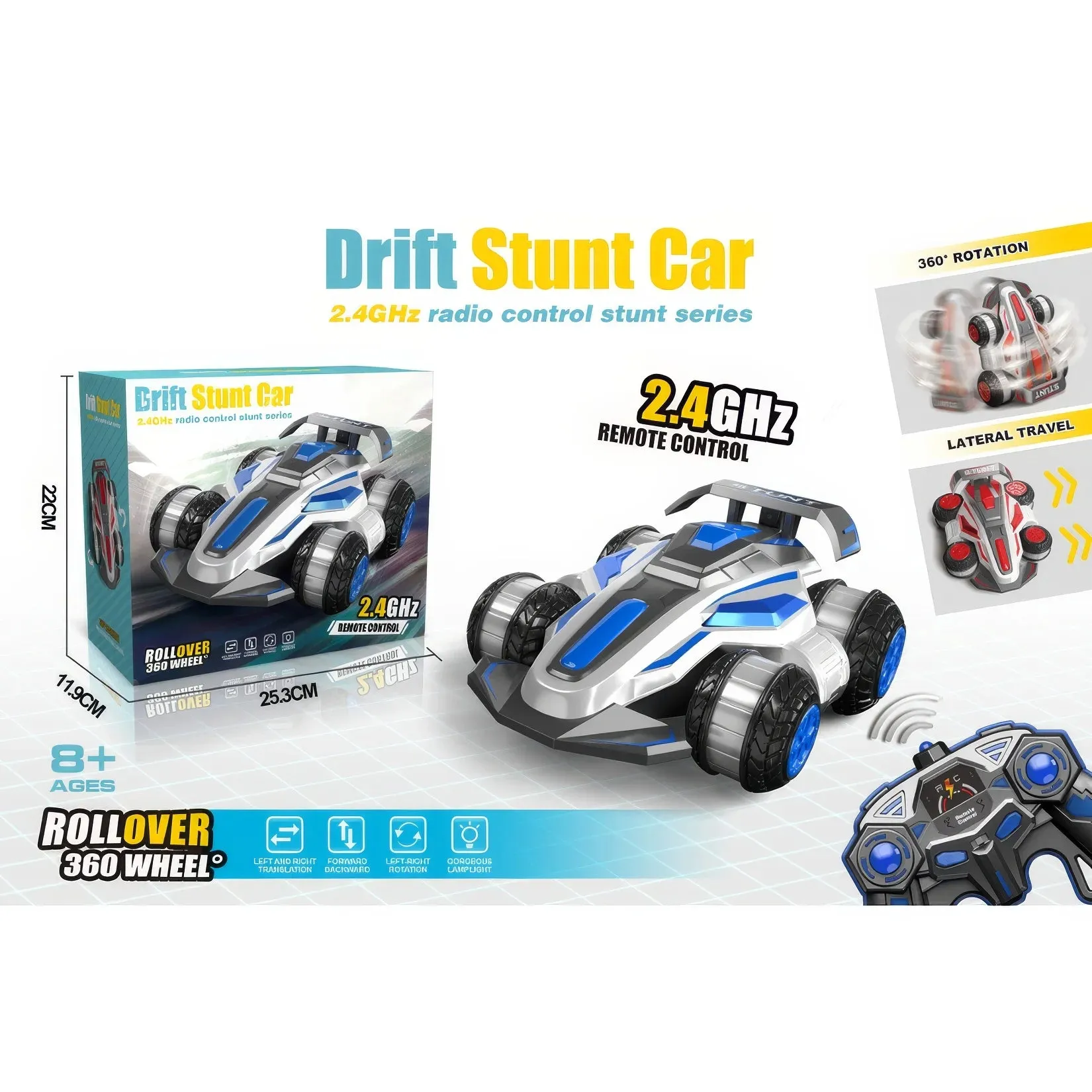 Rolling RC Drifting Stunt Car with Lights