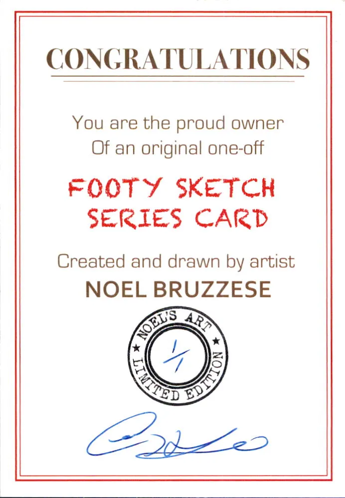 Royce Hart, B&W Footy Sketch Series, 1 of 1, by Noel Bruzzese