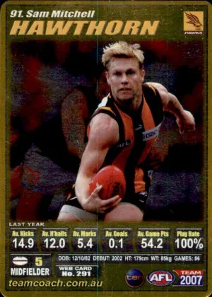 Sam Mitchell, Gold, 2007 Teamcoach AFL
