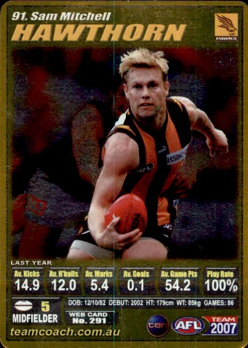 Sam Mitchell, Gold, 2007 Teamcoach AFL