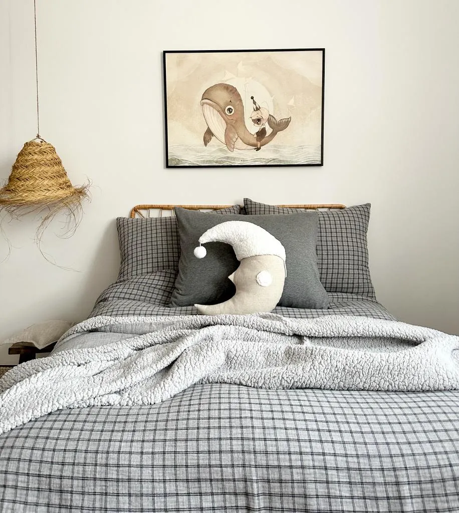 Sleeping Moon Cushion Large - Natural Linen